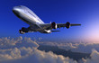 Passenger plane in the sky above the clouds.