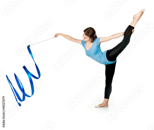 Photo: girl gymnast with a ribbon girl gymnast with a ribbon
