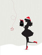 Xmas Card with a girl and presents