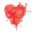 Heart with splashes of red watercolor