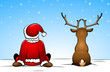 Vektor: Santa Claus and a reindeer sitting in the snow Santa Claus and a reindeer sitting in the snow