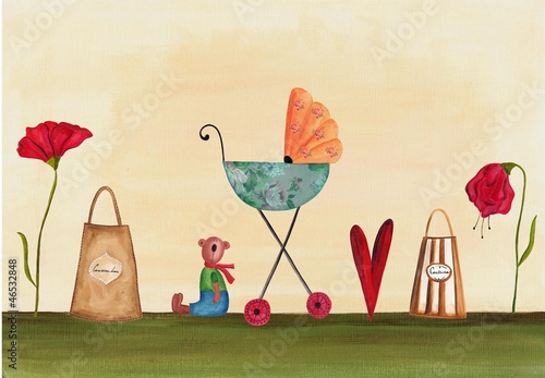 Illustration: Artwork. Baby arrival card Artwork. Baby arrival card