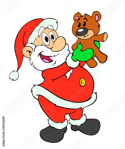 Illustration: Santa Claus & Teddy Bear Santa Claus & Teddy Bear