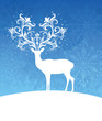 Vector: Deer with patterned horns standing on a hill. Deer with patterned horns standing on a hill.