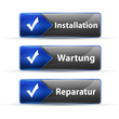 Vektor: installation wartung reparatur button set installation wartung reparatur button set