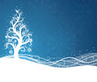 Pattern in a shape of a christmas tree on the blue background.