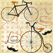 Vector: Old bikes in style a tweed ride Old bikes in style a tweed ride