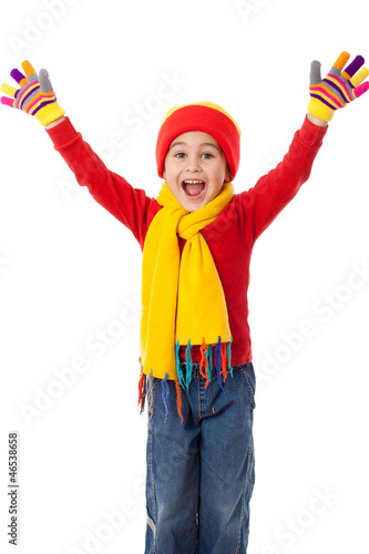 Photo: Funny girl in winter clothes Funny girl in winter clothes