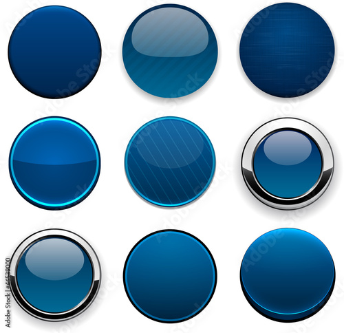 Vector: Dark-blue round high-detailed modern web buttons. Dark-blue round high-detailed modern web buttons.