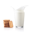 Splash of milk with various grain biscuits