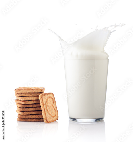 Photo: Splash of milk with various grain biscuits Splash of milk with various grain biscuits