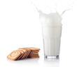Splash of milk with various grain biscuits