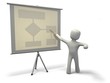 Figure pointing to projection screen giving presentation