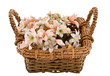 Foto: Decorative basket with fake flowers in it Decorative basket with fake flowers in it