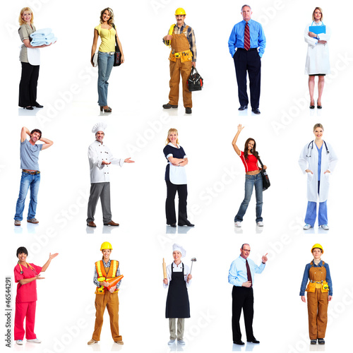 Photo: Group of workers people set. Group of workers people set.