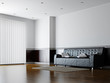 Black sofa with a white pillows