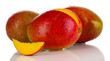 Ripe appetizing mango isolated on white