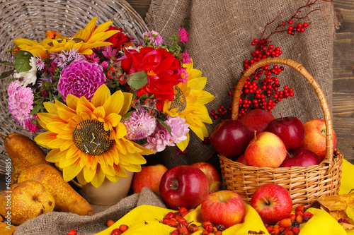 Photo: Colorful autumn still life with apples Colorful autumn still life with apples