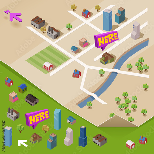Vector: Pre assembled Isometric map Pre assembled Isometric map