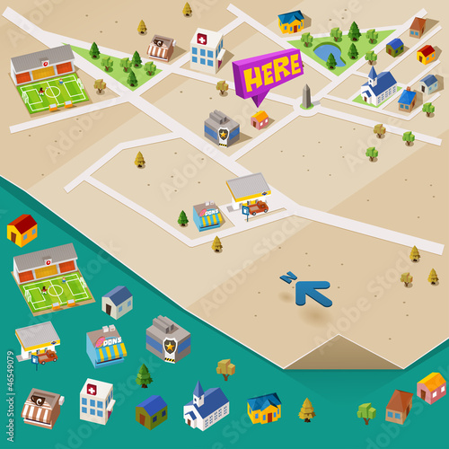 Vector: Pre assembled Isometric map Pre assembled Isometric map