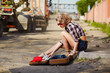 blonde girl hitchhiker