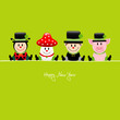 Sitting Ladybeetle, Fly Agaric, Chimney Sweep & Pig