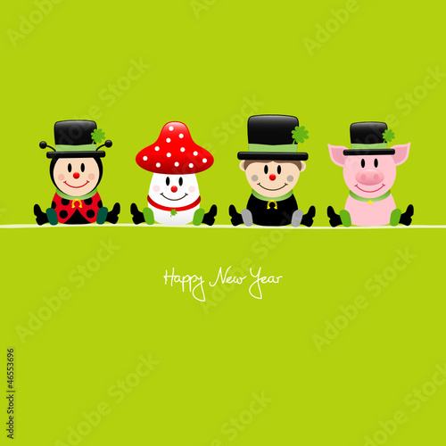 Vector: Sitting Ladybeetle, Fly Agaric, Chimney Sweep & Pig Sitting Ladybeetle, Fly Agaric, Chimney Sweep & Pig