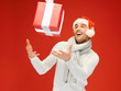 handsome man in christmas hat