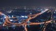 Bangkok Expressway and Highway top view at dusk, Thailand
