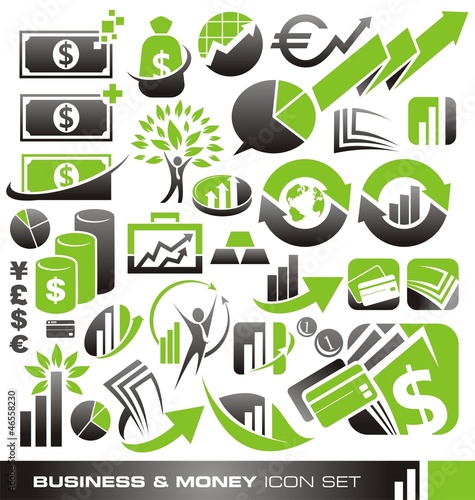 Vector: Business and money icon set and logo design concepts Business and money icon set and logo design concepts