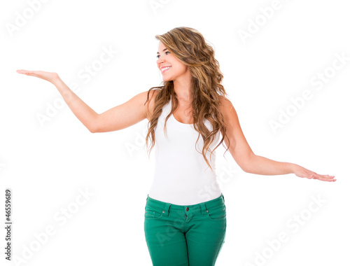 Photo: Woman holding objects in her hands Woman holding objects in her hands