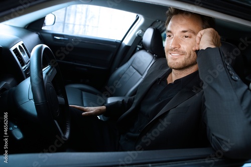 Photo: Handsome man in limousine Handsome man in limousine