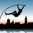 Vector: Pole vault over London skyline Pole vault over London skyline
