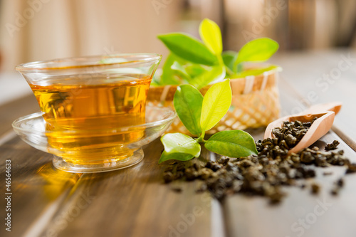 Photo: tea and tea leaves tea and tea leaves