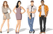 Group of fashion cartoon young people. Teenagers.