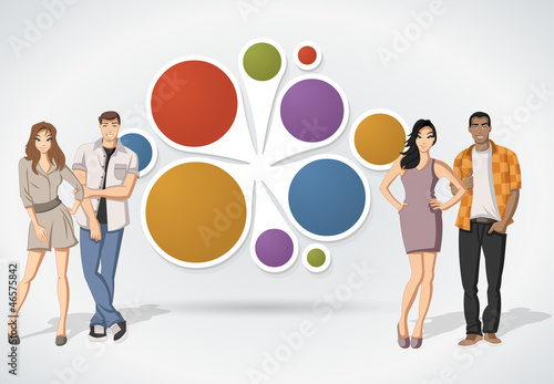 Vector: Colorful template for brochure with cartoon people Colorful template for brochure with cartoon people