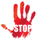activisme : main rouge - STOP