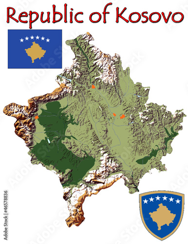 Vector: Kosovo Europe national emblem map symbol motto Kosovo Europe national emblem map symbol motto
