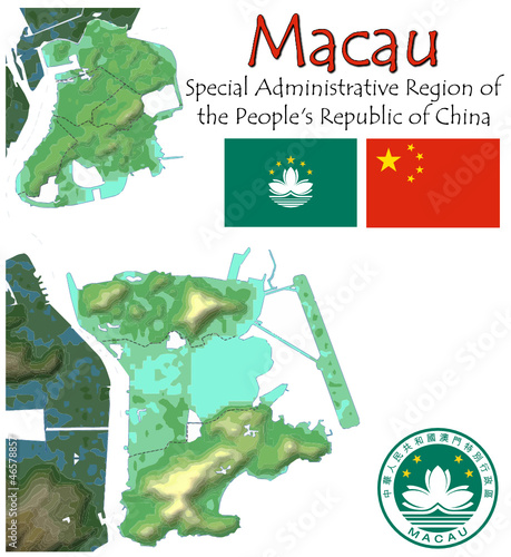 Vector: Macau Asia national emblem map symbol motto Macau Asia national emblem map symbol motto