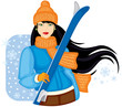Girl with skis