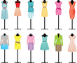 Mannequins with women's clothing