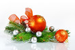 Christmas still-life with fir branch and toys