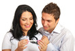 Happy couple looking at pregnancy test