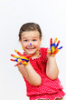 Photo: happy child with paint on the hands happy child with paint on the hands