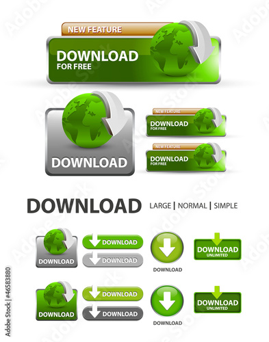 Vector: Download Button, collection of Download icons and buttons Download Button, collection of Download icons and buttons
