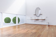 Bathroom with low windows