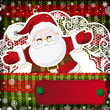 Christmas decorations on handmade knitted background.