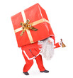 Santa Claus carries a big gift