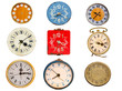 nine ancient clock dial isolated on white