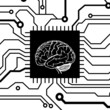 circuit style with brain model. vector background